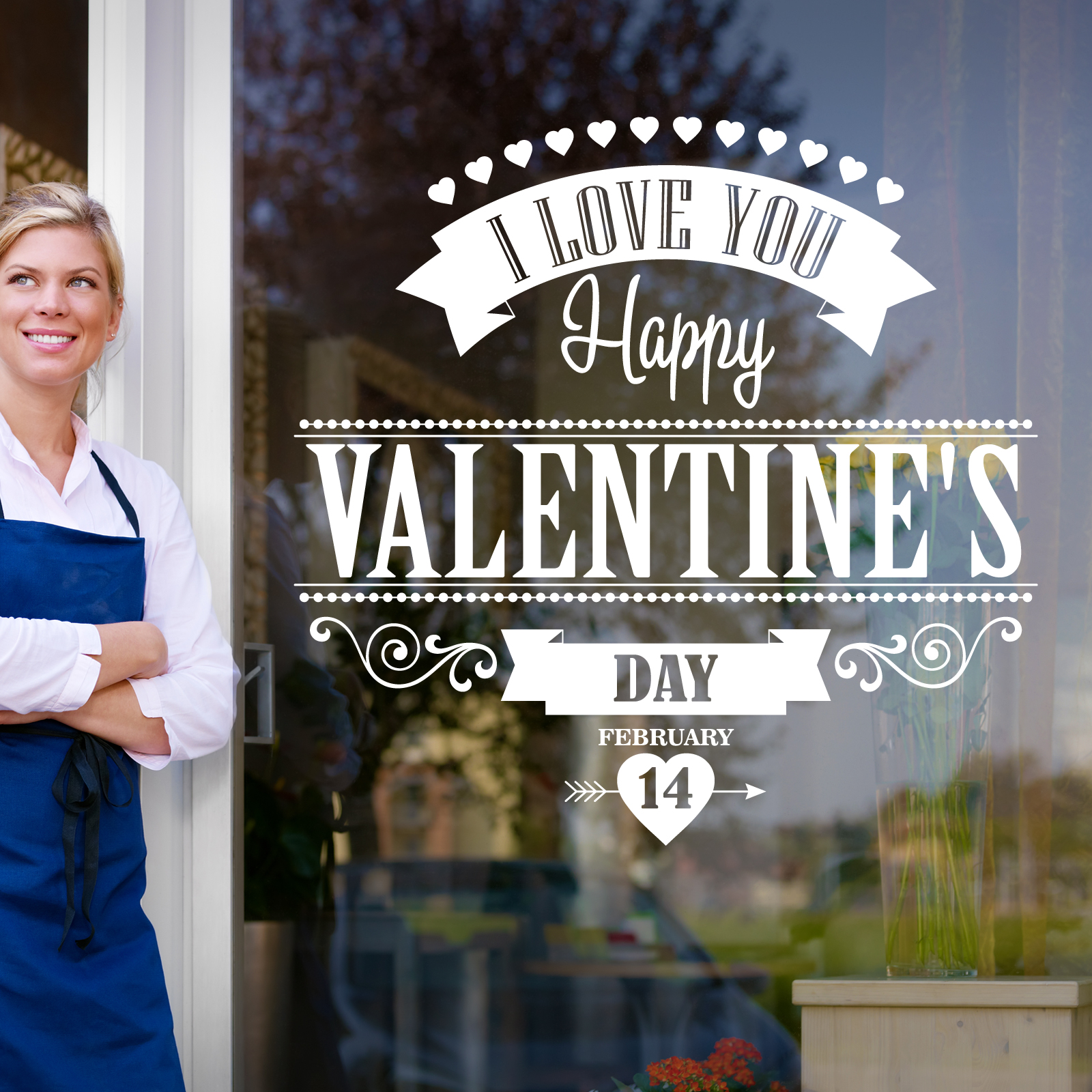 Happy Valentines Day Display Shop Window Love Decorations Decals Stickers A395