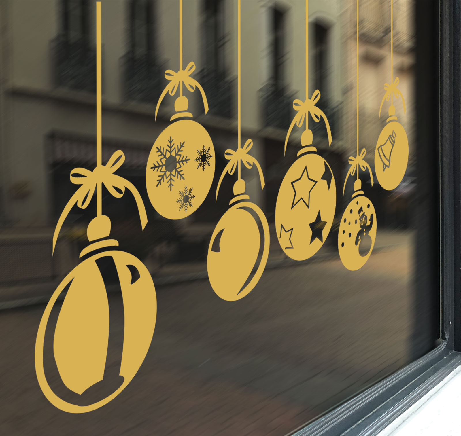 Christmas Xmas Baubles Shop Window Wall Decorations Vinyl Stickers