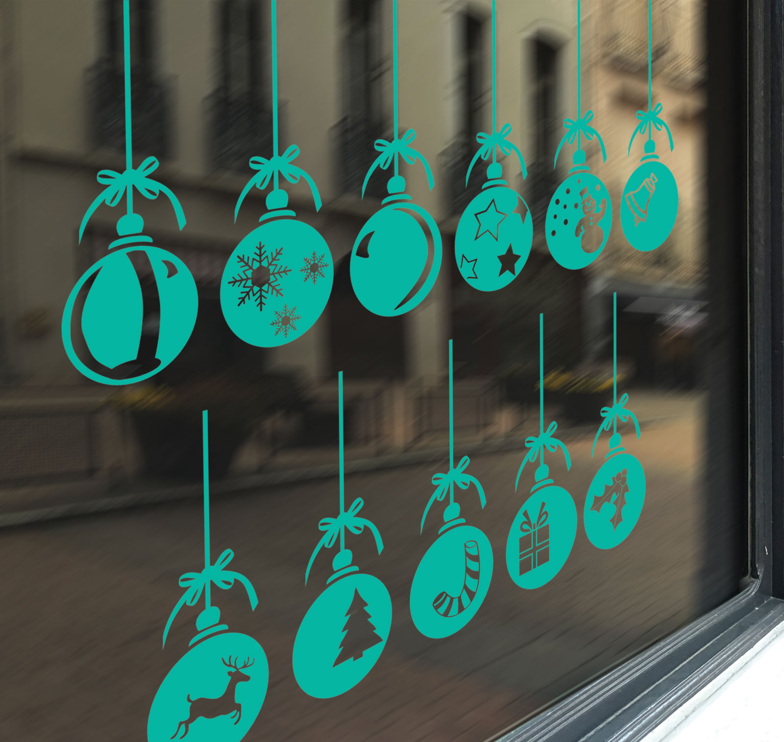 Christmas Xmas Baubles Shop Window Wall Decorations Vinyl Stickers
