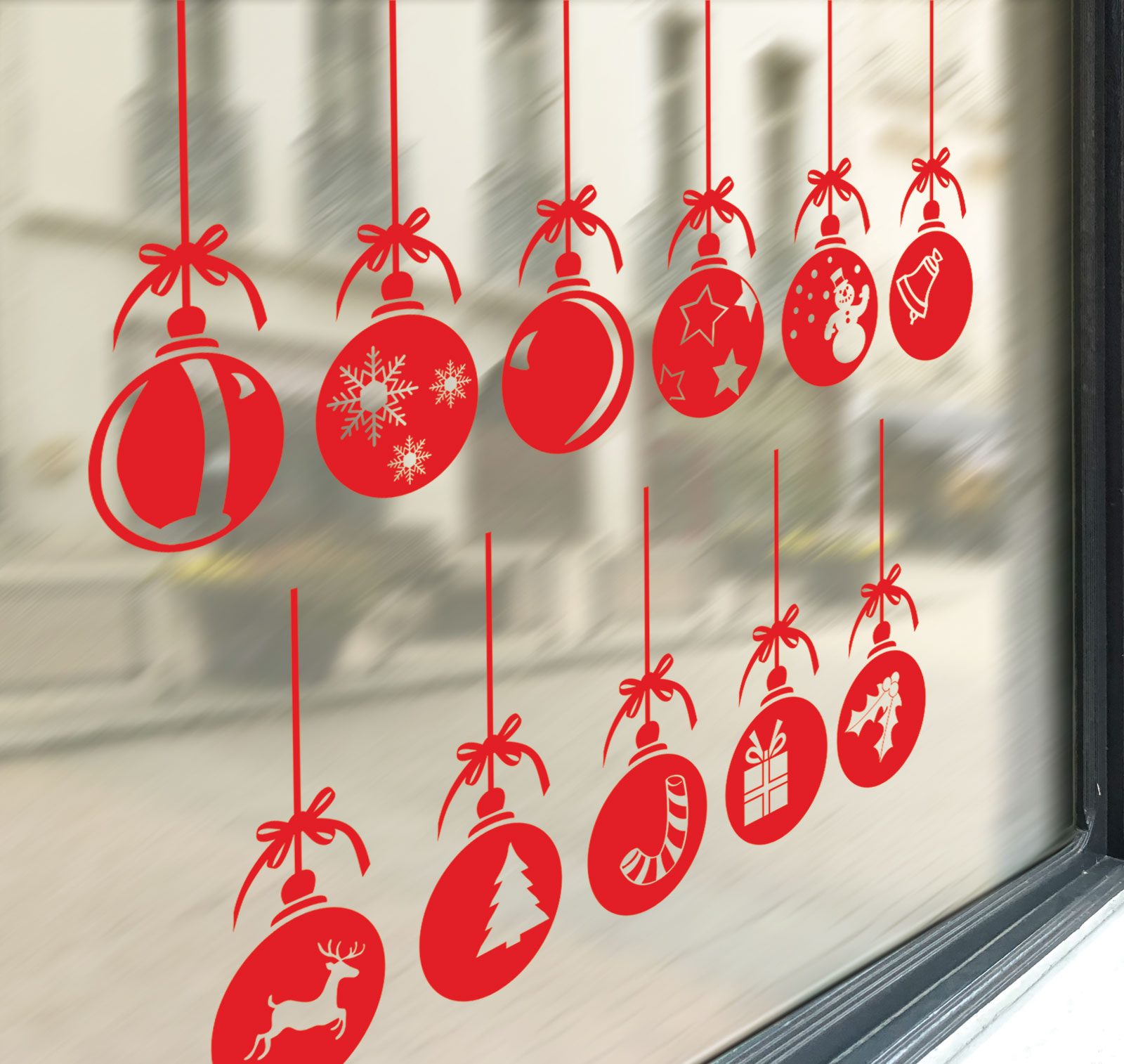 Christmas Xmas Baubles Shop Window Wall Decorations Vinyl Stickers