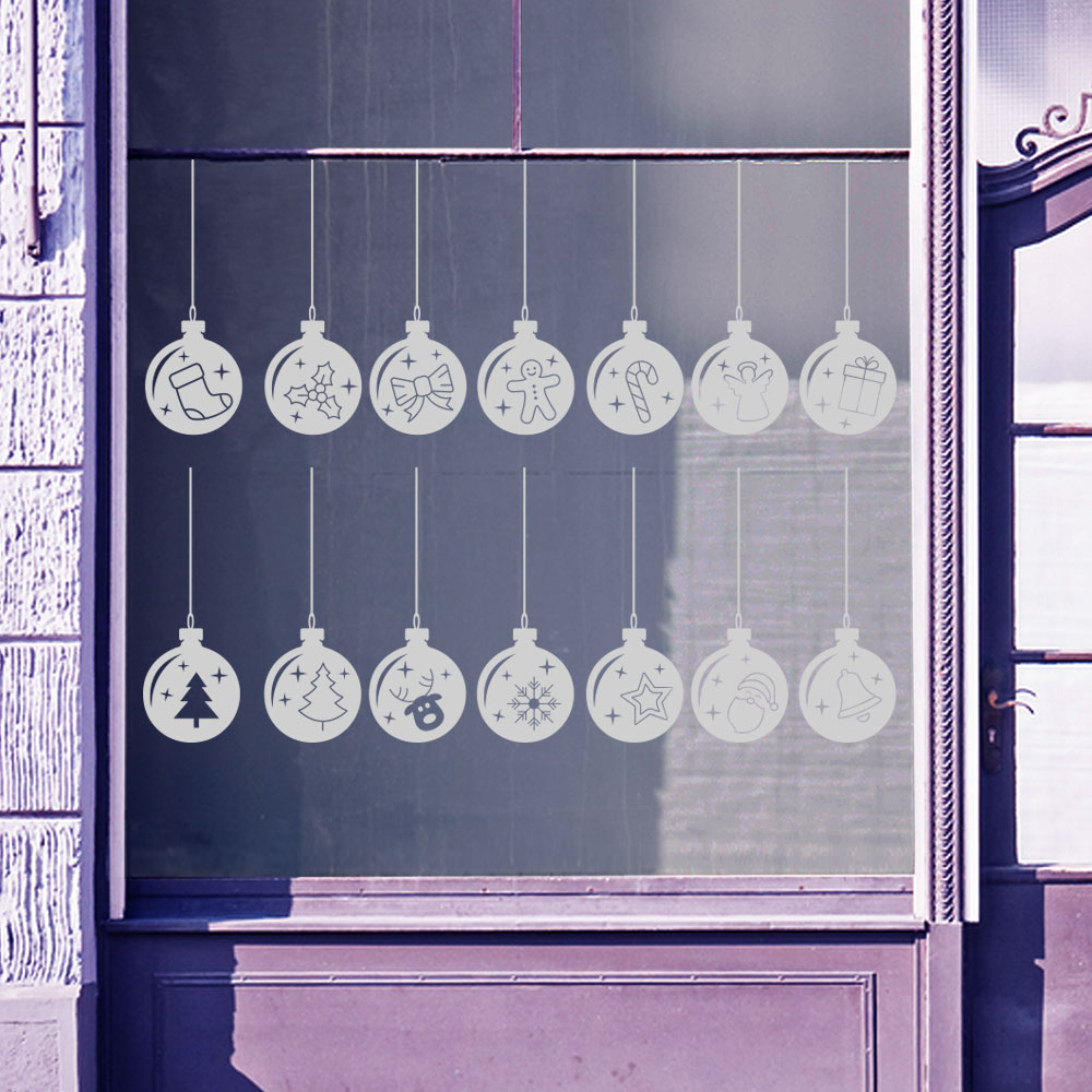 Christmas Baubles Xmas Balls Shop Window Displays Decorations Vinyl