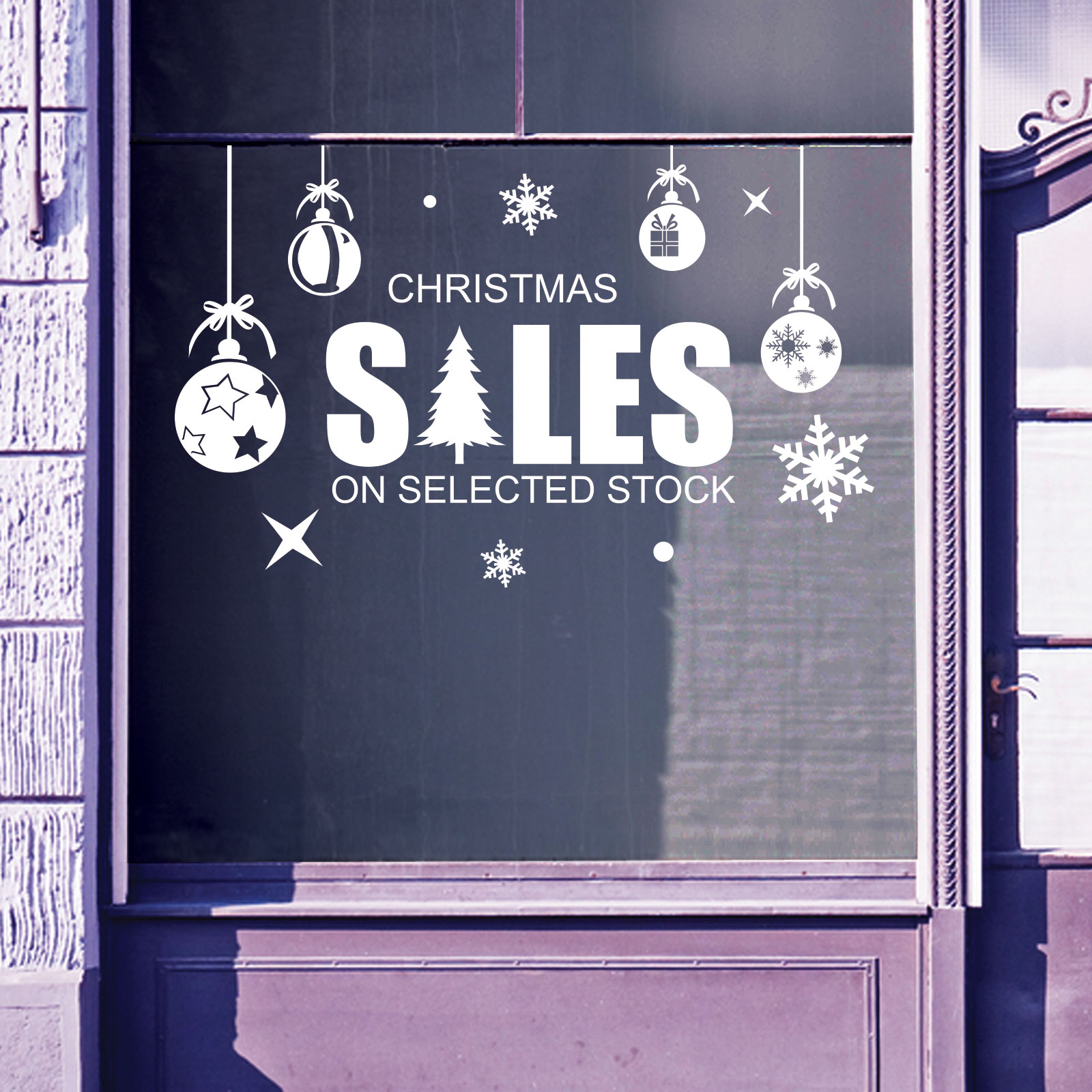Christmas Shop Window Sale Items Baubles Decal Display Wall Stickers Festive B59 eBay